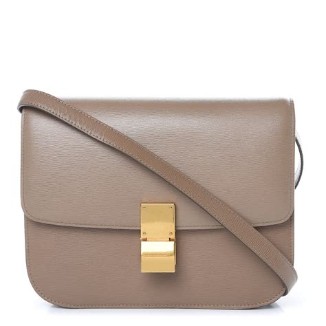 celine box taupe liege|CELINE Liege Calfskin Medium Classic Box Flap Bag Taupe .